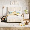 Bed Frame with Adjustable Headboard and 2 Storage Drawers, Upholstered Platform Bed Frame with Wooden Slats Support - 3 of 4