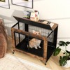 Costway 38” Heavy-Duty Rolling Dog Kennel on Wheels w/ Chew-Resistant Indoor Pet Furniture Wood Dog House Rustic Brown - 2 of 4