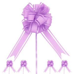 Unique Bargains Plastic Flower Ribbon Glossy Appearance Durable Gift Wrap Bows 10 Count - 1 of 4
