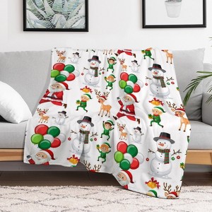 Christmas Santa Claus Deer Christmas Throw Blanket Soft Fleece Christmas Blanket Cozy Flannel Throw for Couch Bed 60x80 inches - 1 of 1