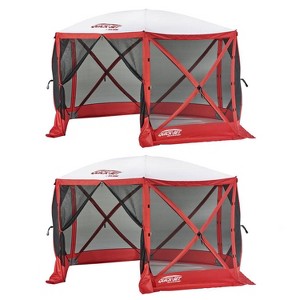 Clam Quick Set Escape Sport 8 Person Outdoor Tailgating Shelter, Red (2 Pack) - 1 of 2