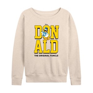 Women's - Disney - Vintage Donald Duck Art Lightweight French Terry Wide Neck Long Sleeve Shirt - 1 of 4
