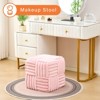 KTMBDW Square Ottoman Foot Stool, Corduroy Vanity Chair Bench with Padded Woven Footrest for Entryway, Living Room, Bedroom, Hallway - 3 of 4