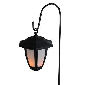 Northlight 27 Black and White LED Solar Powered Light Post Lantern with Shepherd's Hook Garden Stake