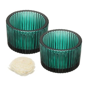 Unique Bargains Centerpiece Decor Round Ribbed Votive Glass Tea Light Holders - 1 of 4