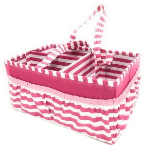 Bacati - Pin Stripes Fuschia Storage Caddy - 1 of 4