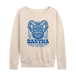 Women's - Star Wars - Bantha Farm And Creamery Lightweight French Terry Wide Neck Long Sleeve Shirt - 1 of 4