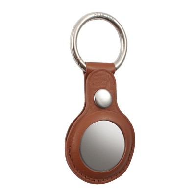 Insten Genuine Leather Case & Keychain Ring Compatible with AirTag / Air Tag, Accessories Holder, Brown