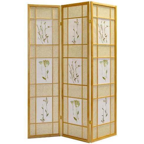 3 panels room screen divider wooden frame buying & bamboo weave insert 6ft high Natural