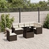 vidaXL 7 Piece Patio Sofa Set with Cushions Brown and Cream Poly Rattan - 2 of 4