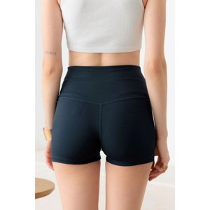 Slickblue Women's High Waist 3" Biker Shorts, Solid Color, Tapered Waist, Activewear, Size L, Navy - 1 of 4