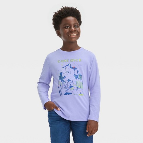 Boys' Long Sleeve 'game Over' Graphic T-shirt - Cat & Jack™ Light