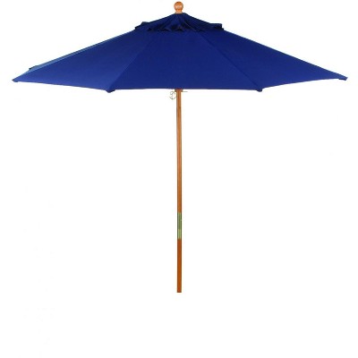 Oxford Garden 9 Ft. Octagonal Hardwood Patio Market Umbrella W/ Pulley - Sunbrella Canvas Navy - U9NV