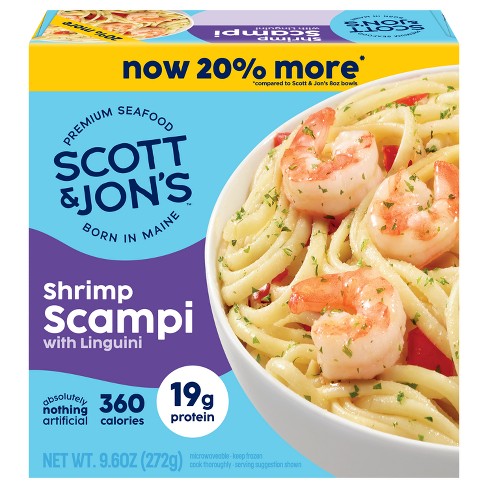 Scott & Jon's Shrimp Scampi Pasta Bowl Frozen Meal - 9.6oz : Target