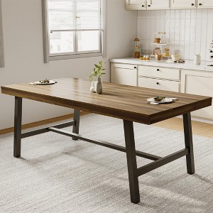 71″ Modern Farmhouse Rectangular Dining Table for 6–10, 1.2″ Thick MDF with Reinforced Edges & Adjustable Metal Feet - 1 of 4