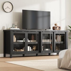 TV Stand for 65 Inch, Entertainment Center with Storage Cabinet and 4 Sliding Glass Doors, Mid Century Modern Media TV Console Table for Living Room - 1 of 4