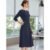 INSPIRE CHIC Women's Elegant Split Neck Side Zipper Pockets 3/4 Sleeve Work A-Line Dress - 2 of 4