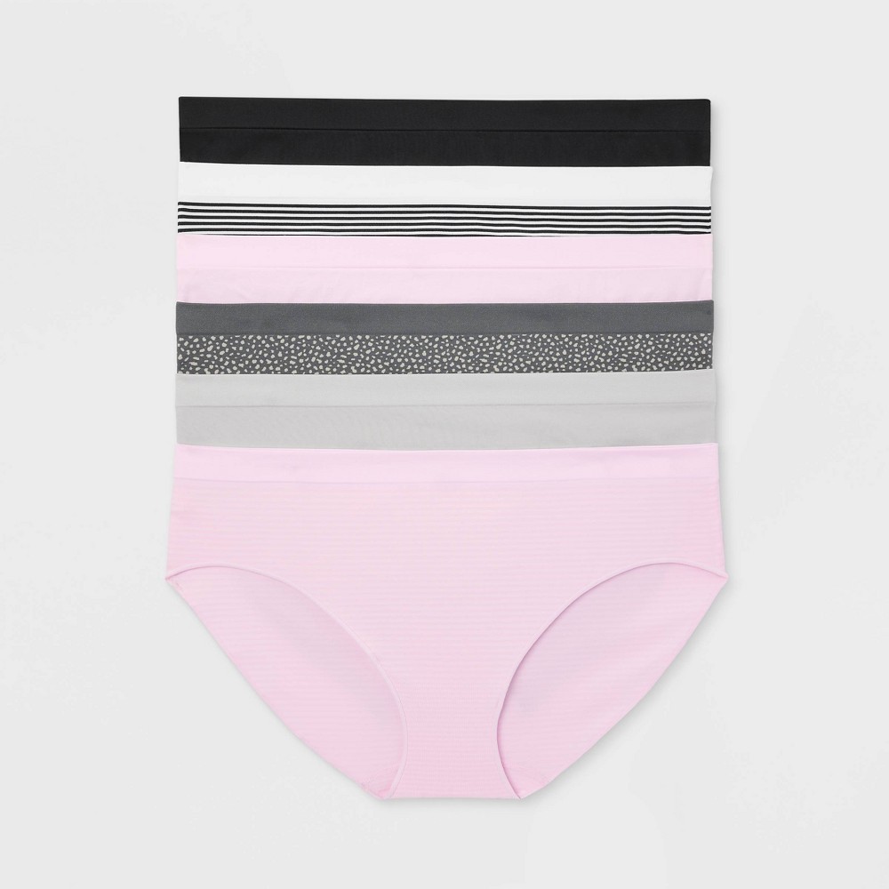 Women's 6pk Seamless Bikini Underwear - Auden™ Assorted Color 3X: Plus Size Knit Panties, Solid & Stripe Patterns