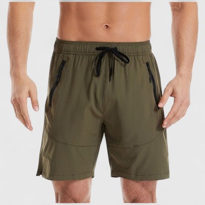 Anna-Kaci Men's Solid Performance Swim Trunks with Zip Pockets and Adjustable Drawstring Waist