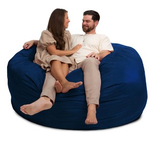 Ultimate Sack 6ft Bean Bag Chair, Oversized Comfortable Indoor Floor Lounger, Giant Foam-Filled Furniture for Relaxing, Navy Suede - 1 of 4