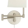 360 Lighting Oray Modern Swing Arm Wall Lamps Set of 2 Brushed Nickel Plug-in Light Fixture Off White Cotton Drum Shade for Bedroom Living Room House - 3 of 4
