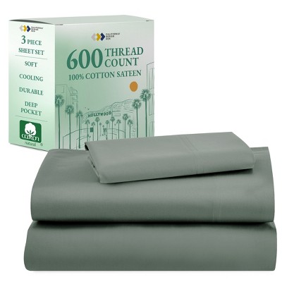5-Star Luxury Sheet Set | 600 Thread Count 100% Cotton Sateen | Soft & Crisp Bed Sheets with Deep Pockets by California Design Den