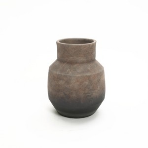 LuxenHome Rustic Ceramic Flower Vase, 11.5'' Tall Brown Ombre Terracotta Round Vase, Farmhouse Vintage Pottery for Shelf Living Room Decor - 1 of 4