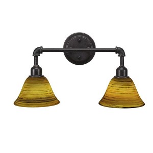 Toltec Lighting Vintage 2 - Light Vanity in  Dark Granite with 7" Firré Saturn Shade - 1 of 1