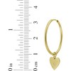 14k Yellow Gold 32mm Heart Diamond Charm Hoop Gemstone Earrings - 4 of 4