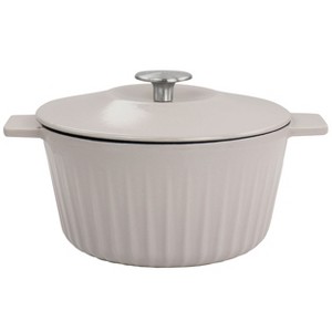 Gibson Enameled Cast Iron 3 Quart  Embossed Stripe Dutch Oven with Lid - 1 of 4