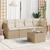 vidaXL Garden Sofa Set Beige PE Rattan, Powder-Coated Steel, Tempered Glass - 2 of 4