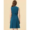 INSPIRE CHIC Women's V-neck Sleeveless Belted Shirtdress Button Down Dress - 4 of 4