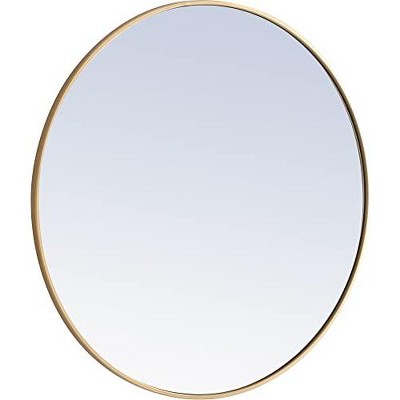 Contemporary Round Metal Frame Mirror 36" Black Finish