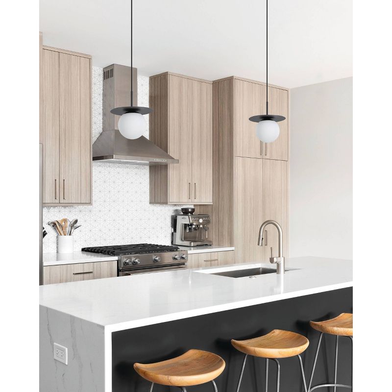 1-Light Arenales Mini Pendant Structured Black Finish with White Opal Glass Shade - EGLO, 3 of 5