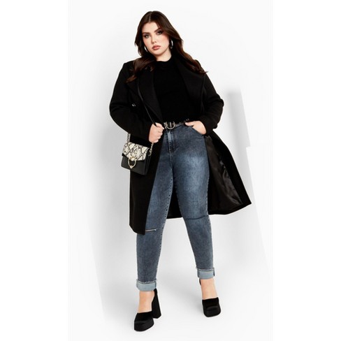 Women s Plus Size Sassy Military Coat Black City Chic Target