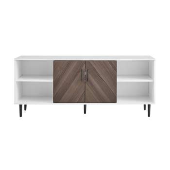Angelo Modern 2 Door Bookmatch TV Stand for TVs up to 65" Ash Brown/White - Saracina Home