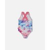 Deux par Deux Girl Printed One-Piece Swimsuit Butterflies on Multicolored Background - 3 of 4