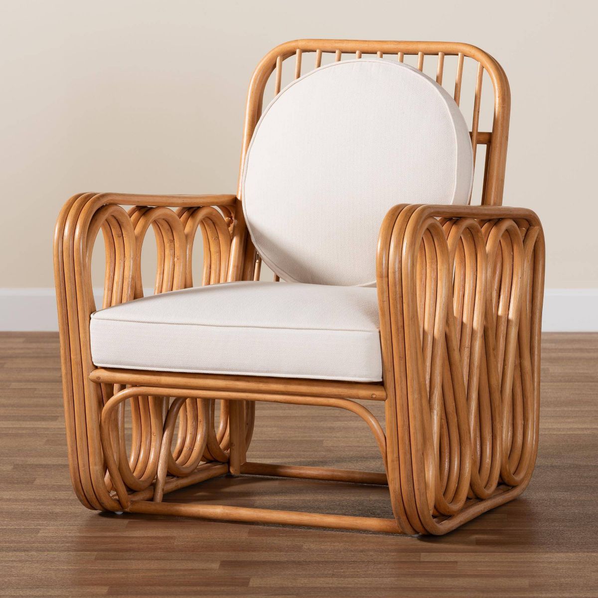 bali & pari Tiramisu Rattan Arm Chair Light Honey/White - thumbnail 8