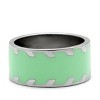 Slickblue Women's High Polished Stainless Steel Band Ring, Green Inlay with Wavy Border, Sizes 5-10 - 3 of 4