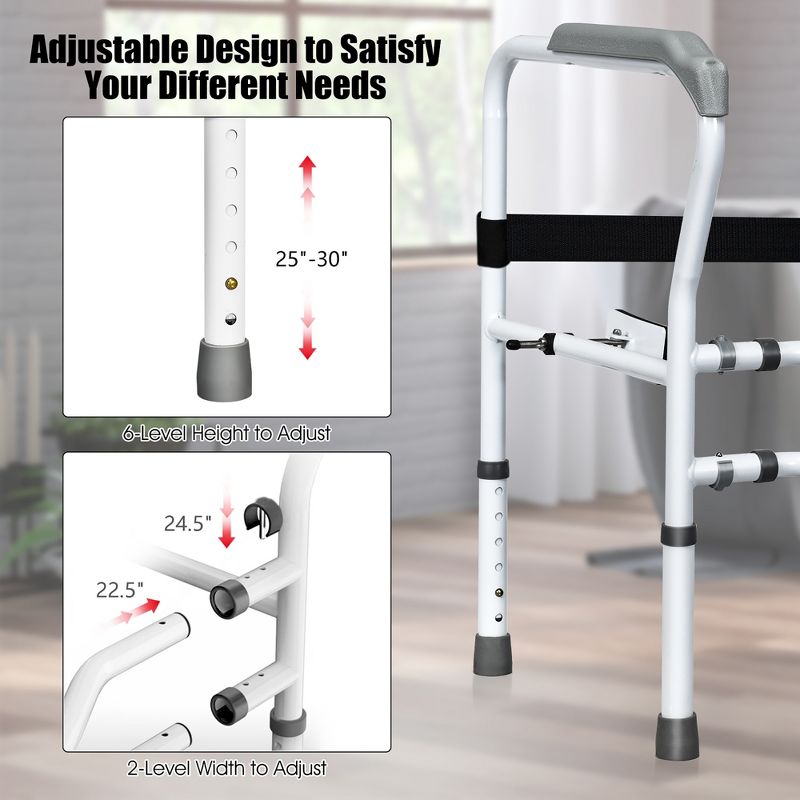 Costway Toilet Safety Frame Stand Alone Toilet Safety Rail with Adjustable Height & Width, 4 of 11