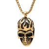Steeltime 24" Men's 18k gold plated stainless steel fire skull pendant necklace - 2 of 4