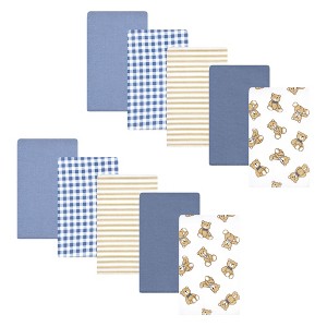Hudson Baby Infant Boy Flannel Burp Cloth 10pk, Gentleman Bear, One Size - 1 of 4