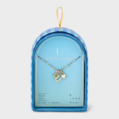 14K Gold Dipped Charm Initial Pendant Necklace - A New Day™ Gold