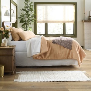 3pc Woven Textured Squares Comforter Bedding Set Blush - Hearth & Hand™ with Magnolia - 1 of 4