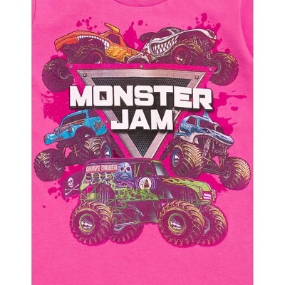 Monster Jam Little Girls' 2-Piece Knit Jersey Short Sleeve Graphic Tees Pink Heather Gray 7-8 — фото 6