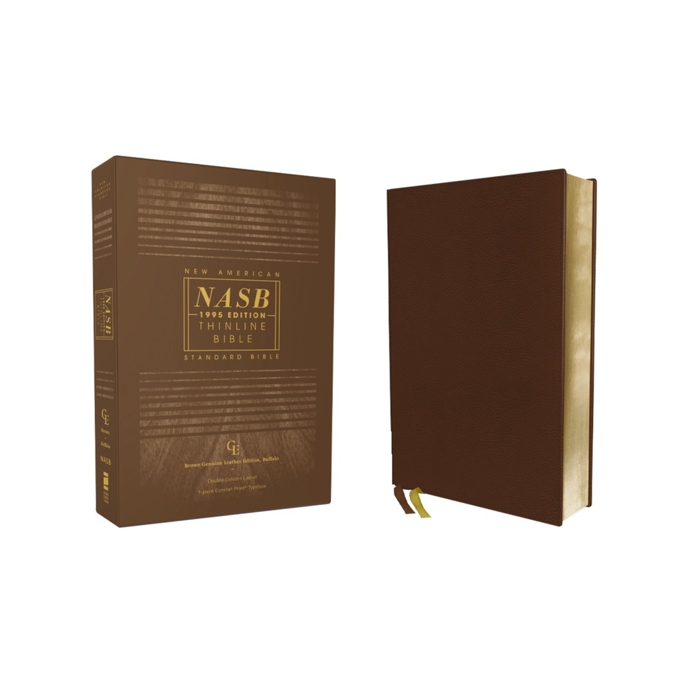 Nasb, Thinline Bible, Genuine Leather, Buffalo, Brown, Red Letter Edition, 1995 Text, Comfort Print - by Zondervan (Leather Bound)