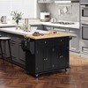 NicBex Rolling Kitchen Island Kitchen Cart with Drawers with Rubberwood Top, 2 Storage Cabinets, and 2 Drawers - 2 of 4