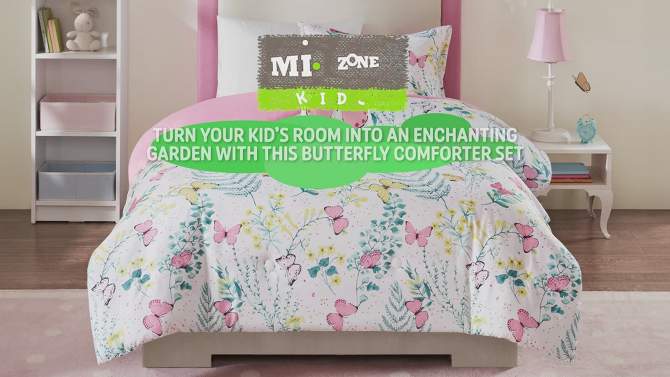 Amelia Reversible Butterfly Print Kids' Comforter Set - Mi Zone, 2 of 10, play video