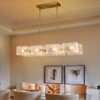 LLHZSY Farmhouse Modern Rectangle Chandeliers With Water Ripple Glass 8-Light Fixture for Dining Room-Gold W38 1/5" - 2 of 4