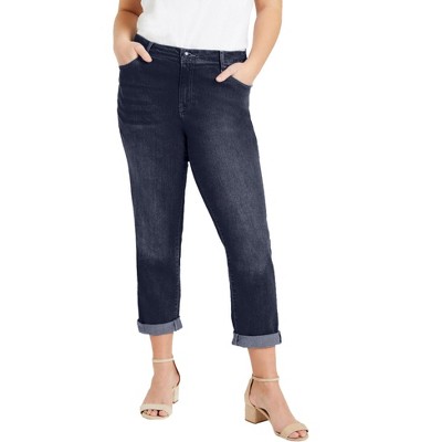 Roaman's Women's Plus Size Invisible Stretch Iconic Boyfriend Jean